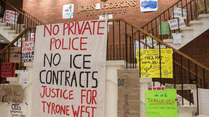 Protest at Johns Hopkins U Over Proposed Private Police Force