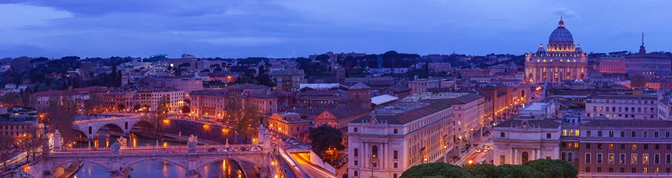 Rome cityscape panorama early evening
