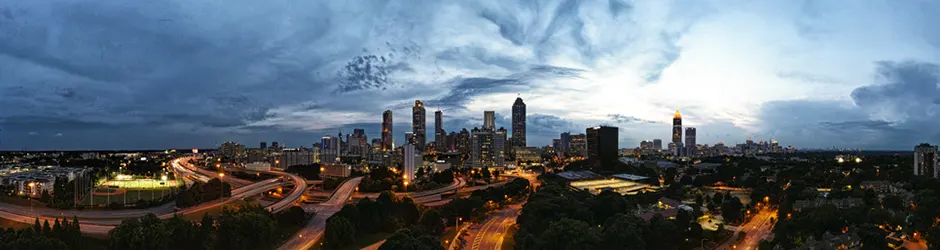 Georgia cityscape at night